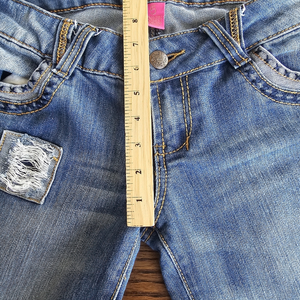 Almost Famous Patchwork Flare Boot Leg Jeans Size… - image 6